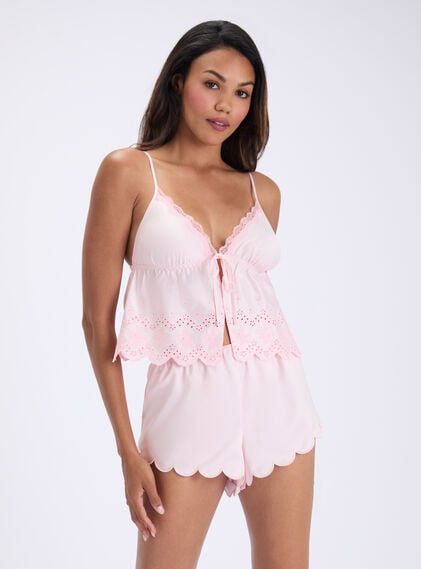 Broderie satin short pyjama set