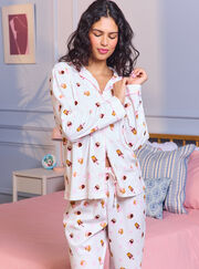 Coffee bar fleece pyjamas in a bag