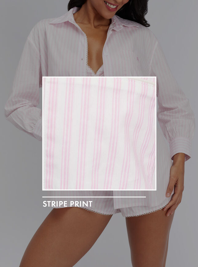 3 piece striped cotton short pyjama set