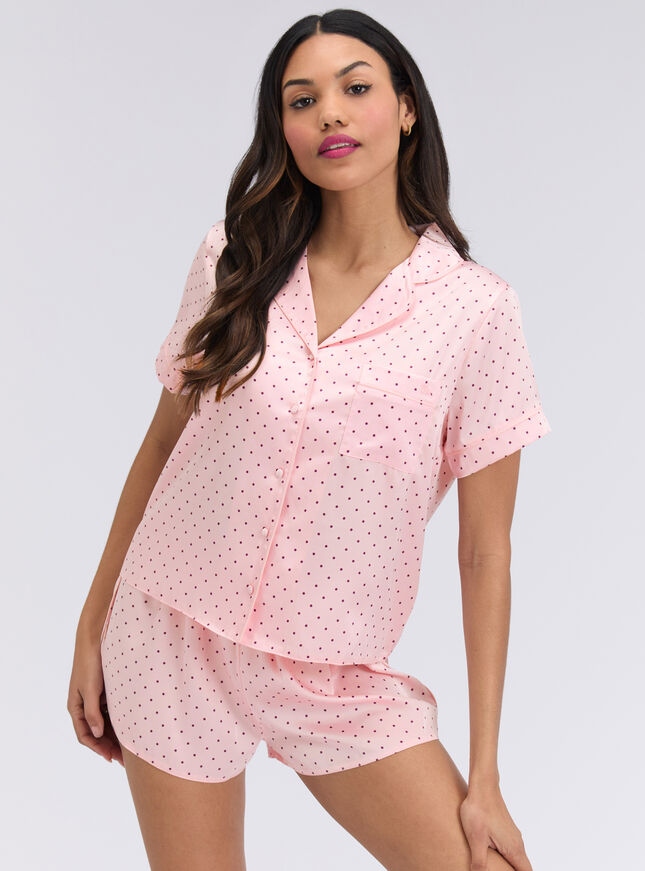 Polka dot satin short pyjama set