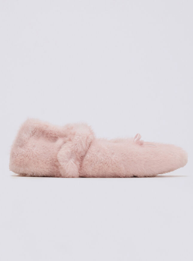 Fluffy ballet pump slippers