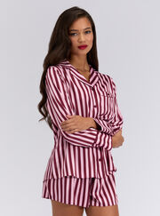 Oversized satin top and shorts pyjama set
