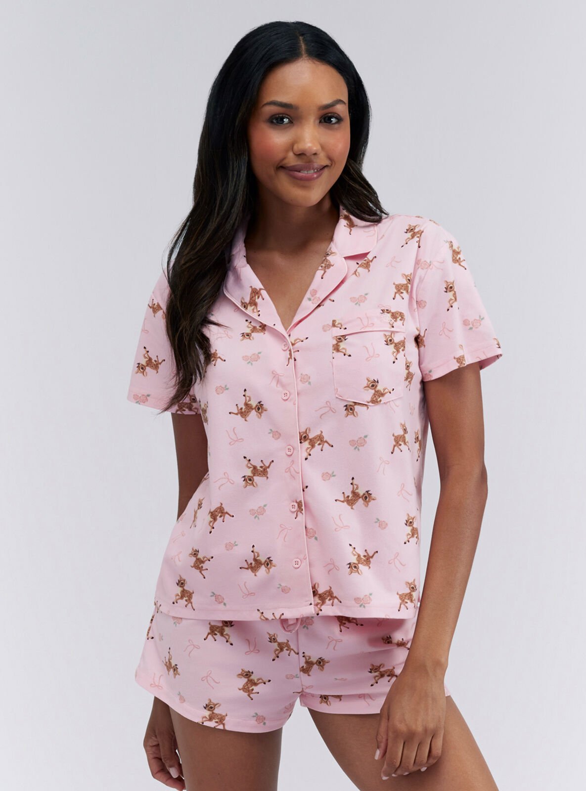 Boux Avenue Deer print pyjama shorties in a bag - Pink Mix - 08 Boux Avenue Deer print pyjama shorties in a bag - Pink Mix - 08