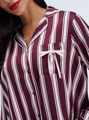Oversized striped satin long pyjama set