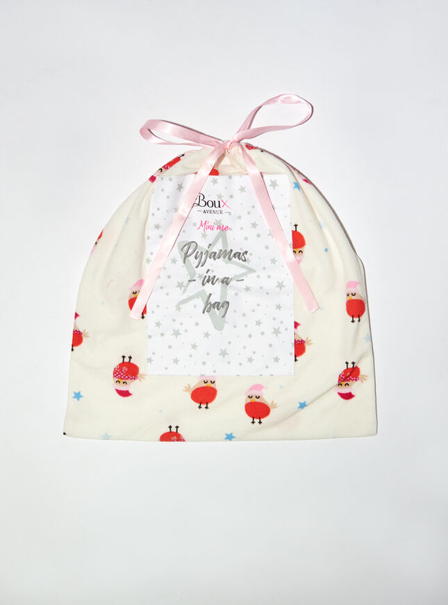 Kids fleece robin pyjamas in a bag