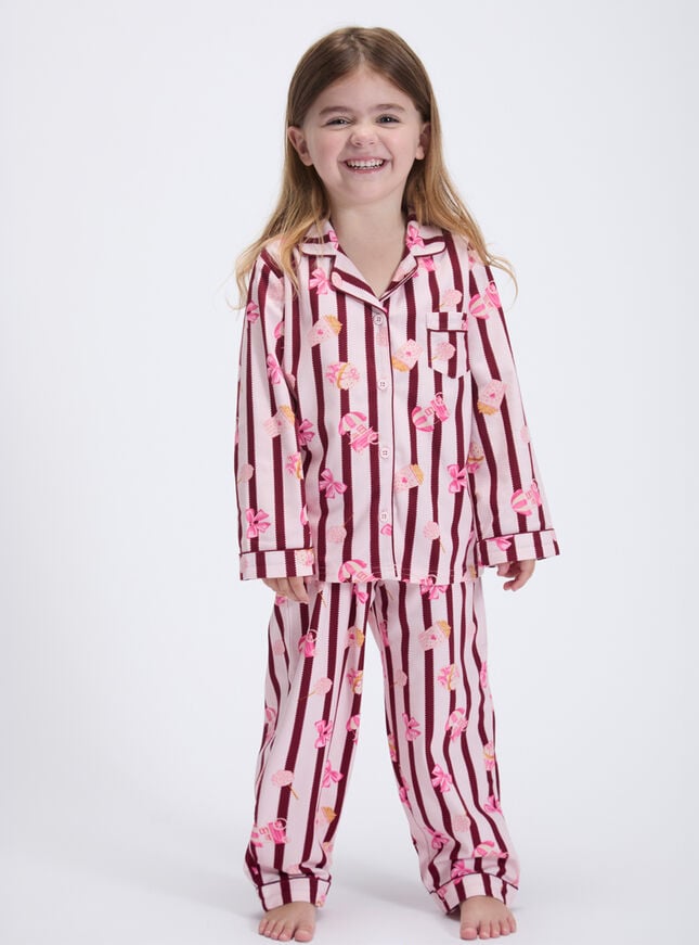 Kids' popcorn club fleece pyjamas in a bag