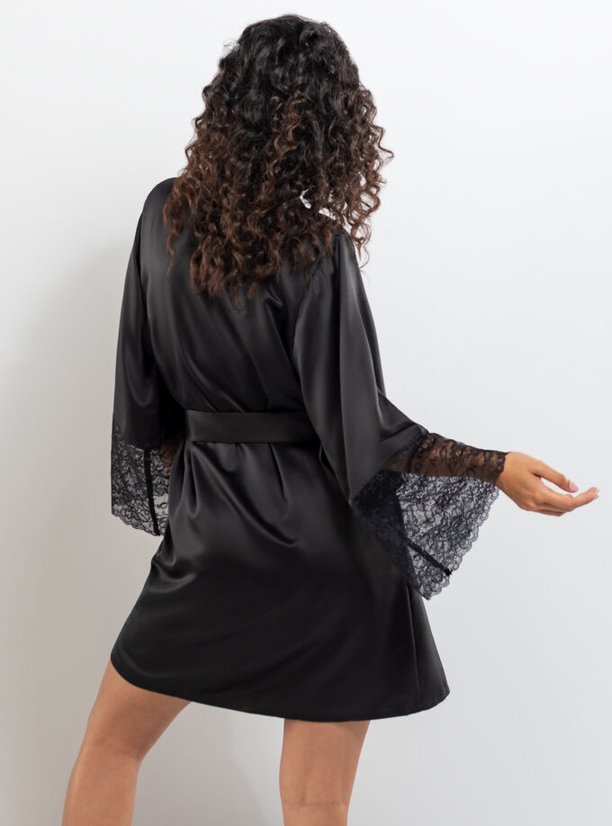Harlie lace robe | Black | Boux Avenue UK