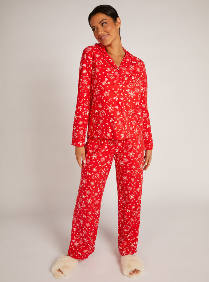 Christmas fleece pyjamas in a bag | Red Mix | Boux Avenue UK