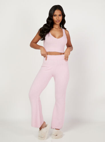 Fluffy knitted flared trousers