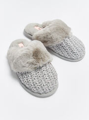 Sparkle chenille knit mule slippers