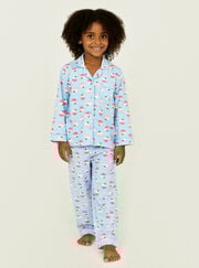 Kids fleece pudding pyjamas in a bag