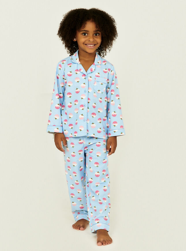 Kids fleece pudding pyjamas in a bag