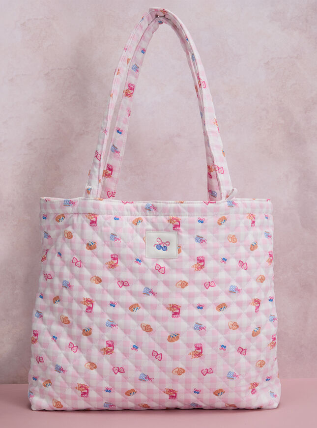 Breakfast print quilted sleepover bag