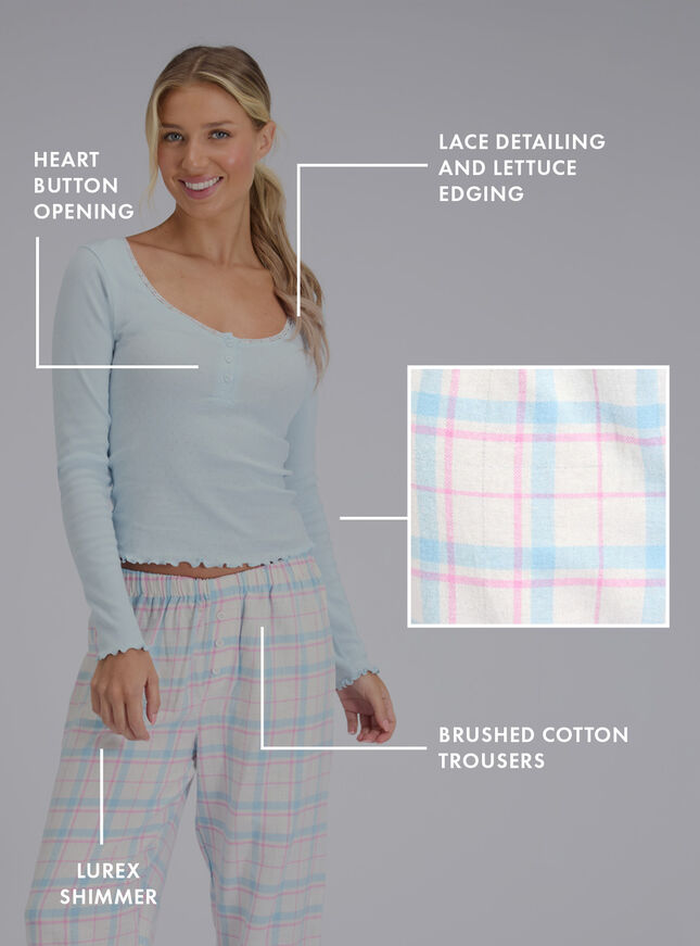 Checked pointelle pyjama set