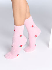 Strawberry fluffy ankle socks