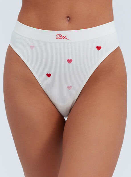 Heart embroidered seamless thong