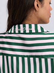 Striped oversized satin short pyjama set