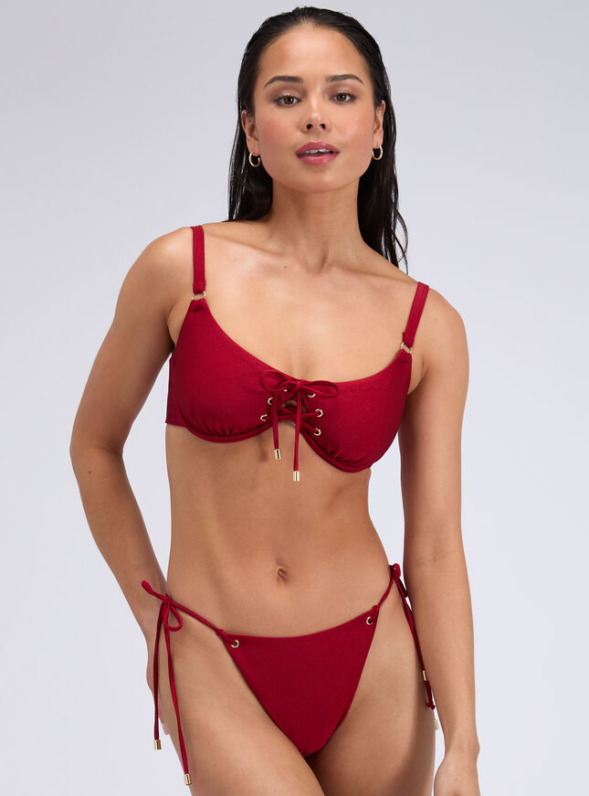Ibiza lace up plunge bikini top