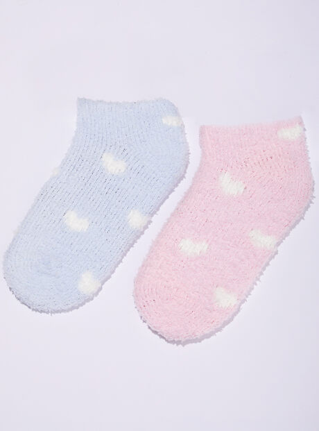 2 pack heart fluffy trainer socks