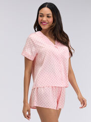 Polka dot satin short pyjama set