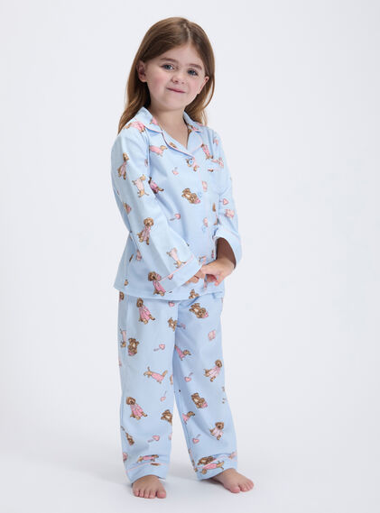 Kids' sausage dog & friends fleece pyjamas in a bag
