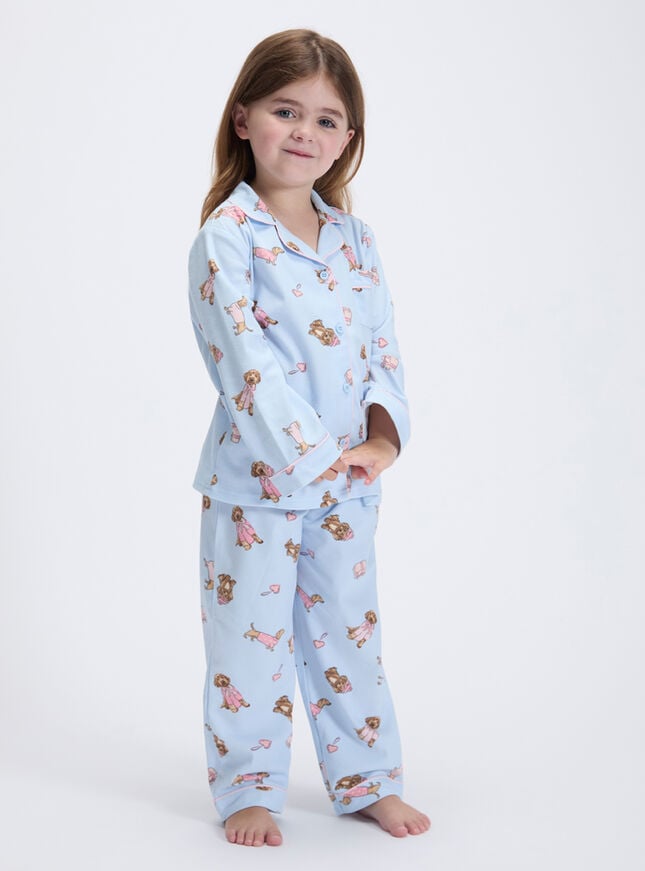 Kids' sausage dog & friends fleece pyjamas in a bag