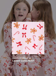 Kids' gingerbread & candy cane fleece pyjamas in a bag