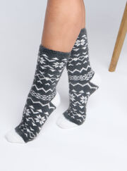Fairisle fluffy ankle socks