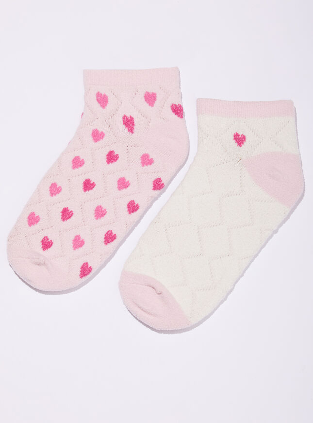 2 pack heart textured trainer socks