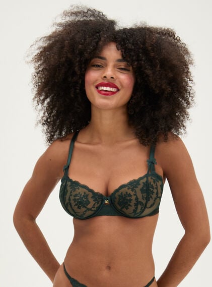 Zoe sheer embroidered balconette bra