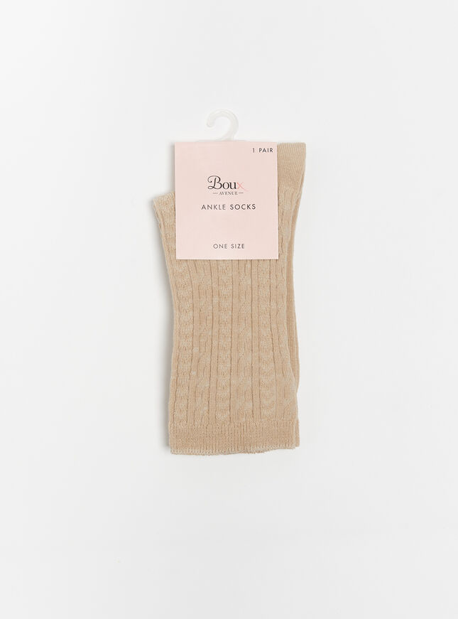 Cable knit cotton ankle socks