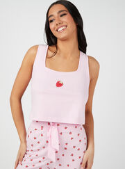 Strawberry cotton vest and leggings pyjama set