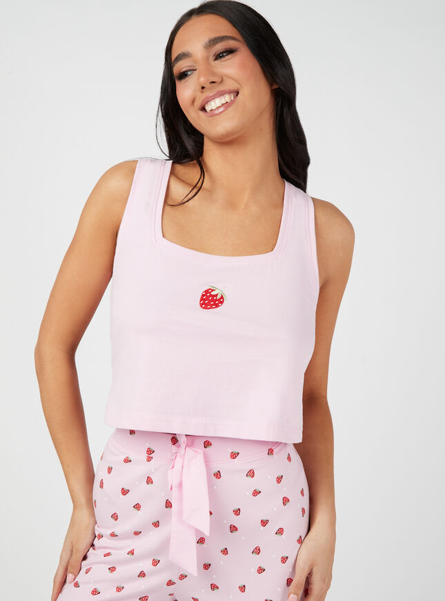 Strawberry cotton vest and leggings pyjama set