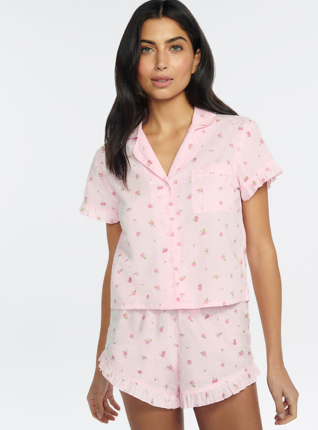 Ditsy rosebud cotton short pyjama set