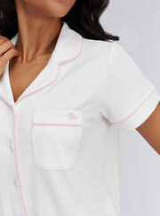 Ribbed modal short sleeved pyjama top