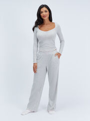 Brushed pointelle long pyjama set