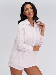 3 piece striped cotton short pyjama set