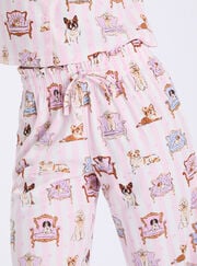 Dogs on chairs fleece pyjamas in a bag