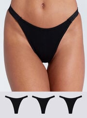 3 pack Amiee ribbed high leg thongs