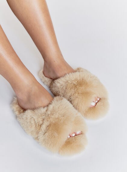 Cross band slider slippers