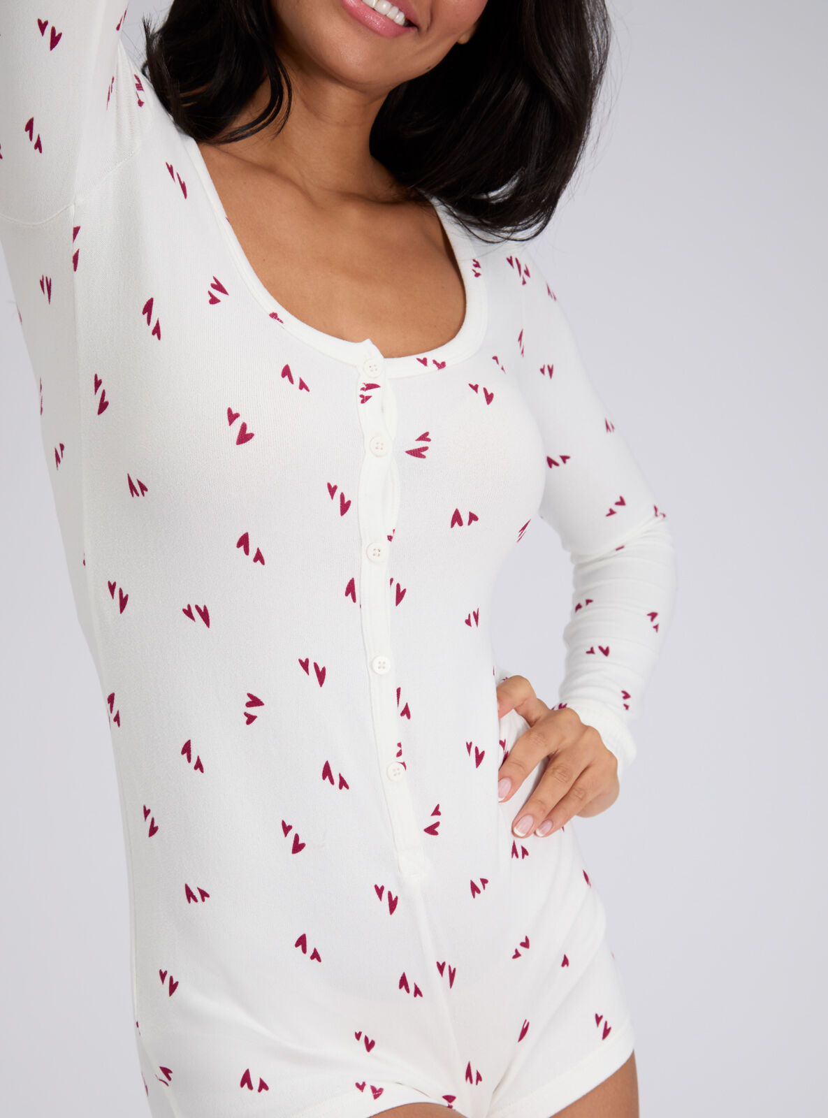 Boux Avenue Supersoft heart playsuit - Ivory Mix - 06