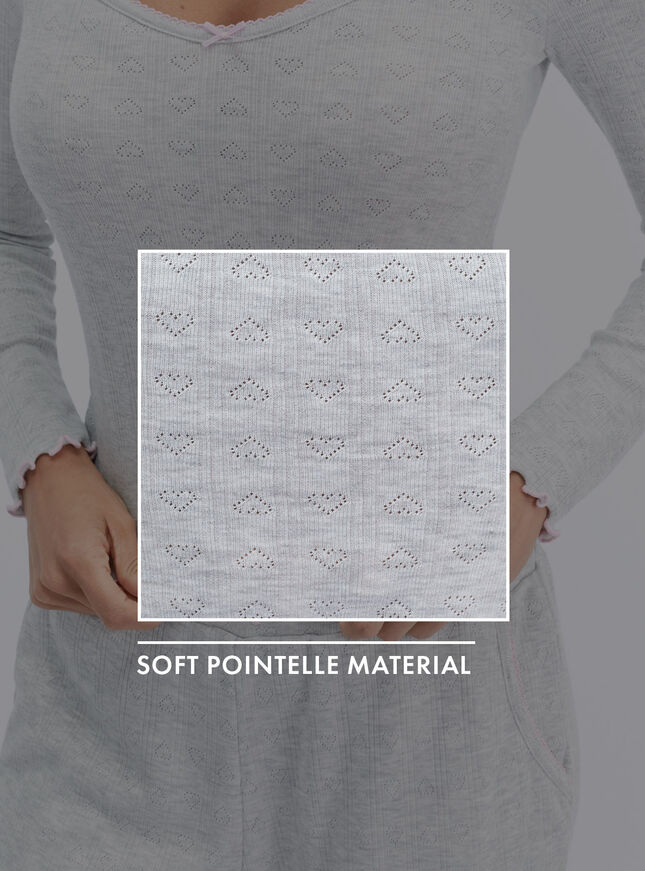 Brushed pointelle long pyjama set