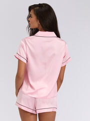 Luxe satin short-sleeved pyjama top