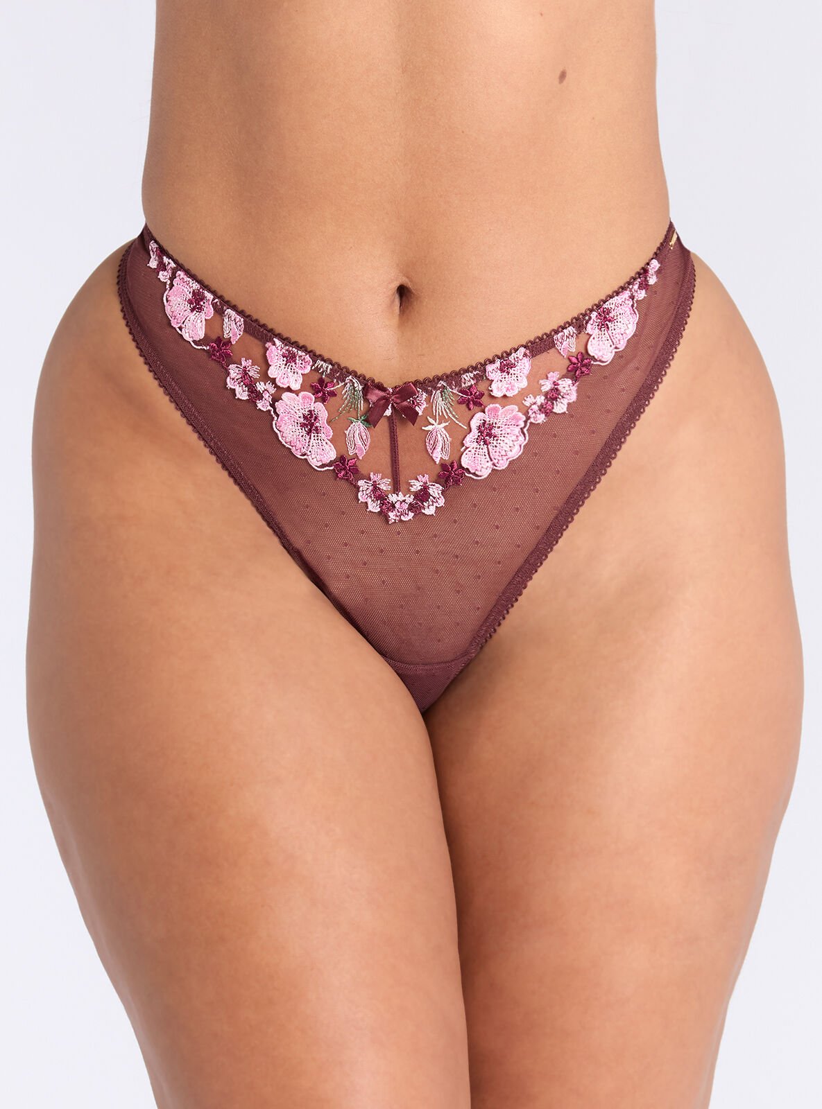 Boux Avenue Evelyn embroidered thong - Oxblood - 06 Boux Avenue Evelyn embroidered thong - Oxblood - 06