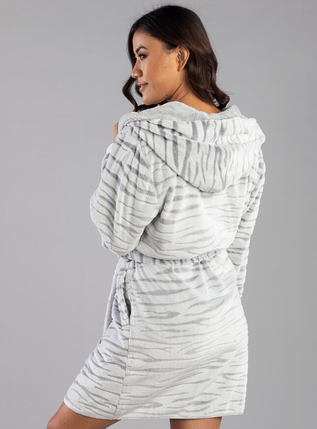 Zebra waterfall hooded dressing gown