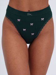 Bow embroidered seamless thong