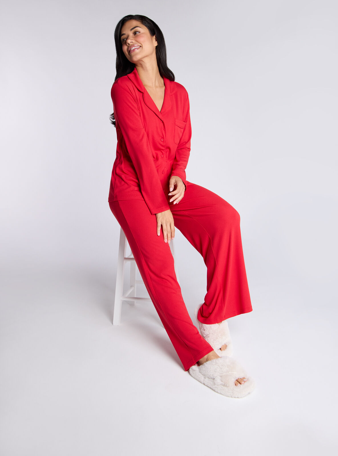 Ribbed Modal Wide Leg Pyjama Trousers | Boux Avenue