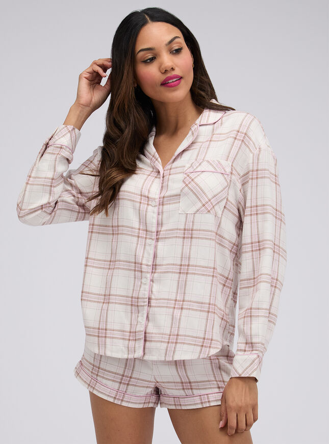 Checked woven short pyjama set