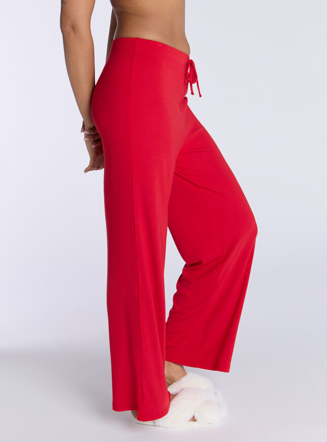 Ribbed modal wide leg pyjama trousers