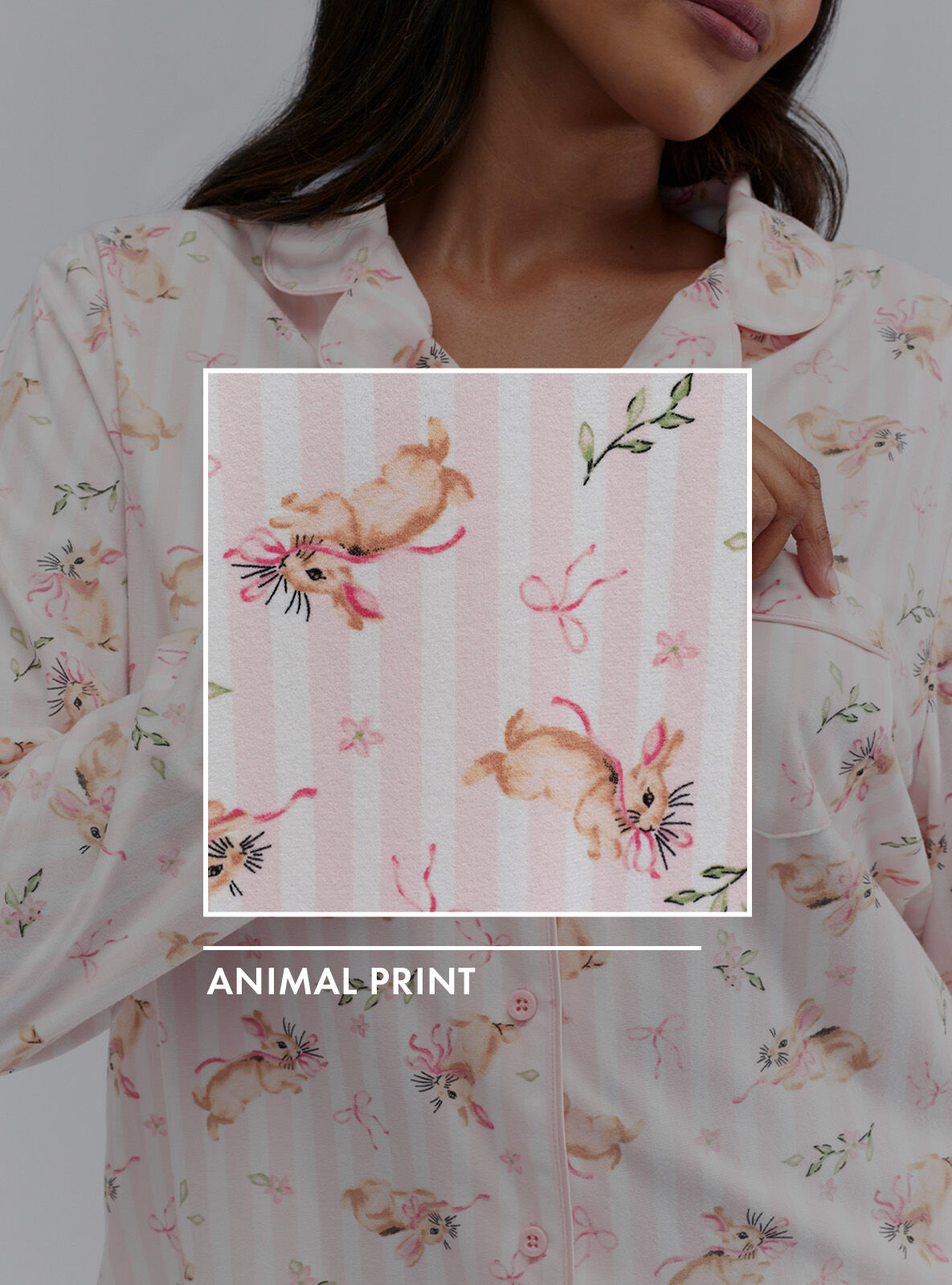 Bunnies pyjamas in a bag | Powder Pink | Boux Avenue USA